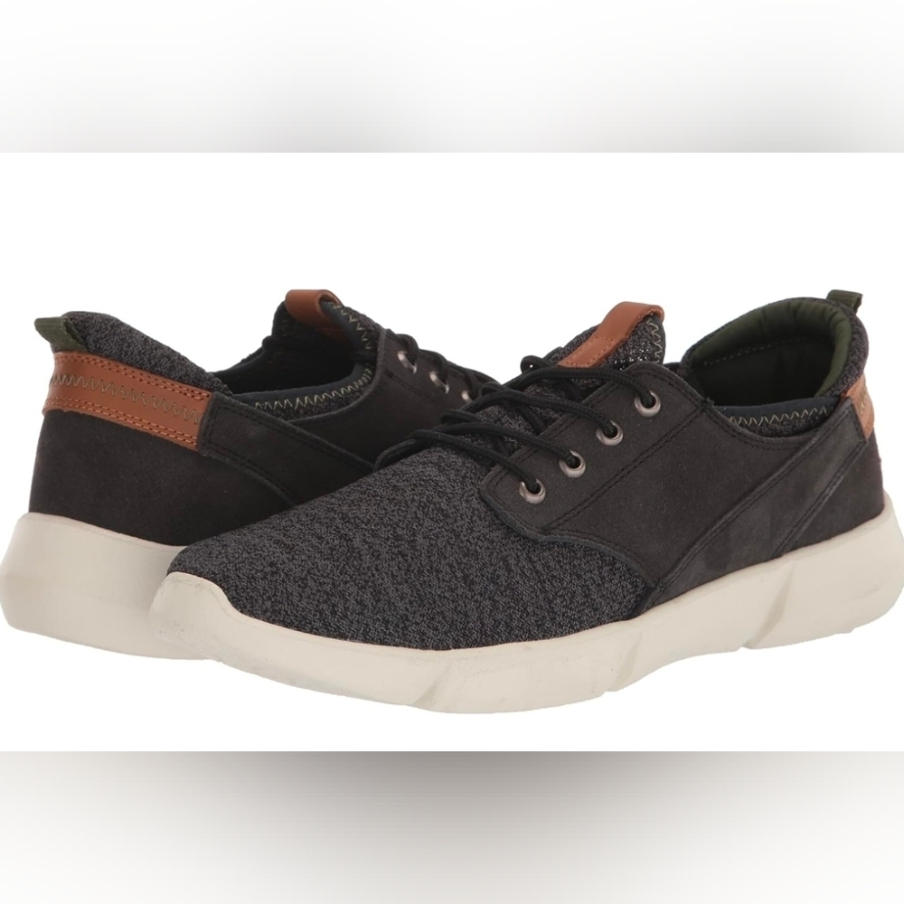 NEW Crevo Men's 11 Navy Alder Casual Knit Lace-Up Sneakers w Brown Accents